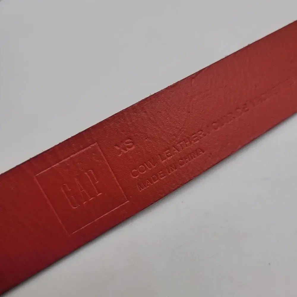 Gap Belt XS Red Black Leather Striped Punk Preppy Color Block Contrast Statement